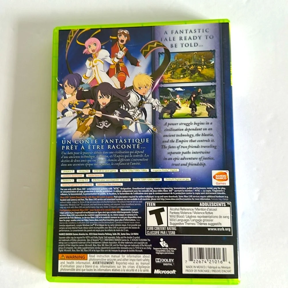 Tales of Vesperia Microsoft Xbox 360, 2008 Complete with Manual CIB